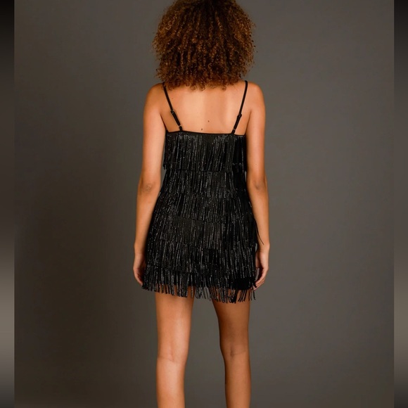 Elegant Black Fringe Mini Dress - Picture 5 of 7